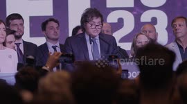 People support Javier Milei during general elections in Buenos Aires, Argentina