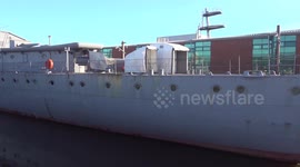 Christening naval tradition revived on HMS Caroline in Belfast, UK