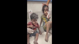 Children injured in the bombing of the Israeli  aircraft in the northern Gaza Strip now