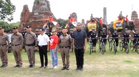 Long trunk of the law! Police begin riding elephants for patrols in Thailand
