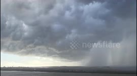 Intense westward rain storm in Ayamonte, Spain