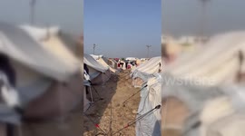Makeshift refugee camp set up in Gaza's Khan Yunis