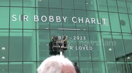 Sea of tributes grows following death of Sir Bobby Charlton in Manchester, UK