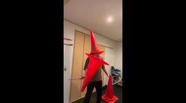 Advanced devil sticks juggling with colored cones