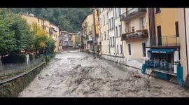 Italy: Raging Flood Roars Though Porretta Terme In Emilia-Romagna