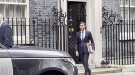 Rishi Sunak leaves 10 Downing Street ahead of PMQs