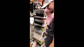 Funny toddler lets out a scary scream after being creeped out by a Halloween mask