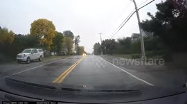 Near Miss With Slow-Crossing Car