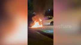 Tesla Model Y catches fire in carpark in Malaysia