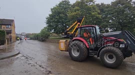 Clean-up operation after Storm Babetin Catcliffe, UK