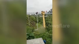 Female tourist killed when glass bridge shatters in Indonesia (censored)