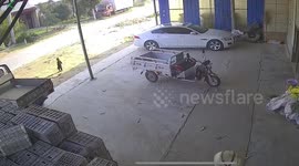 Kind passing motorist helps toddler wandering in road outside home