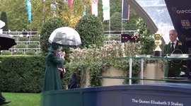 Queen presents trophies for the Queen Elizabeth II Stakes at Ascot Racecourse, UK
