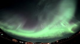 4K - spectacular northern lights geomagnetic storm timelapse aurora borealis ultrawide lens view Iceland