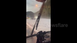 Japan: Cars Stuck On Hail-Covered Roads In Nagasaki As Hail Pelts Parts Of Kyushu