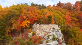 US: Drone Footage Of Autumn Foliage In Cumberland Gap National Historical Park