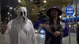 Fright Night in Birmingham, England as thousands of Halloween Revellers hit the town in Fancy Dress on the weekend