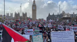 Tens of thousands marched for ceasefire in Palestine