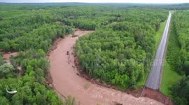 Floodwaters Washout Wisconsin Highway