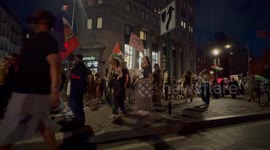 Protestors calling for a Free Palestine March through New York City.