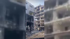 Destruction in Al Awda city in Gaza after Israeli intensive strike