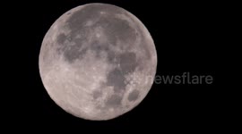 Full Moon - Hunter's Moon - setting , close up view , in x2 accelleration