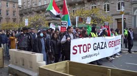 Pro-Palestine protesters march in Glasgow, UK to demand ceasefire