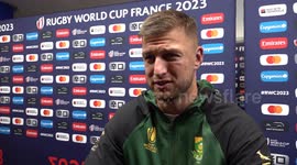Mixed-zone interviews with South African players after they won the Rugby World Cup in Paris, France