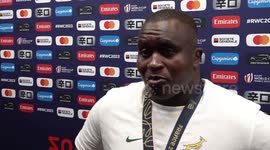 More mixed-zone interviews with players after the Rugby World Cup Final in Paris, France