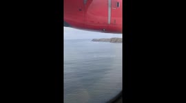 Flight Aberdeen to Sumburgh. landing in Shetland In October on windy day
