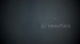 New Starlink satellite train G7-6 seen in Switzerland through clouds after Vandenberg California launch