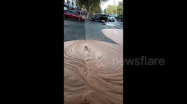 Chinese residents stunned as mysterious reddish-brown liquid erupts from ground