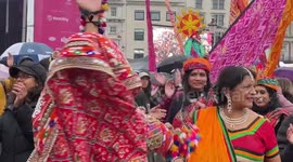 Diwali celebrations take place in Trafalgar Square in London, UK
