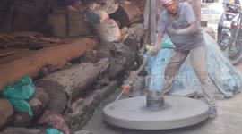 Potter making clay pottery in traditionally style at Bhaktapur, Nepal.