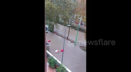 Milan streets turned into rivers after violent storm brings heavy rain overnight