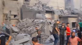 Aftermath of the Israeli bombing of a residential neighbourhood in Jabalia camp