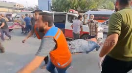 Injured people arrive to hospital after Israeli bombing of Jabalia camp