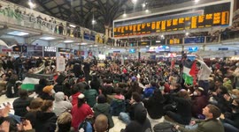 Pro-Palestinian protestors swarm Liverpool Street Station demanding a ceasefire in Gaza