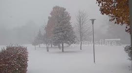 US: Winter Storm Brings Heavy Snow To Western Michigan On Halloween