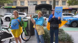 Ukrainians hold ‘Free the Taurus’ protest outside German Consulate In Sydney, Australia
