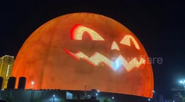 Las Vegas' Sphere lights up as jack-o'o-lantern for Halloween