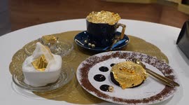 Thai cafe serves luxurious desserts adorned with edible gold