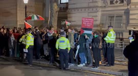 Pro-Palestine protest outside Downing Street as Kama Harris visits Rishi Sunak