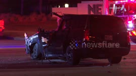 Police car SLAMS into huge 18-wheeler truck during Halloween chase in Texas