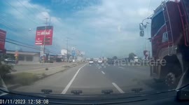 Truck engulfed in flames 'when old iPhone battery inside explodes'