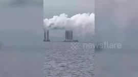 Large plumes of smoke seen rising over Kerch Bridge linking Crimea to Russia