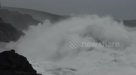 Massive waves and rough conditions at Porthleven as Storm Ciaran slams into Cornwall