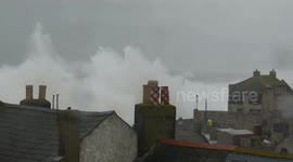 GV'S of Chesil Cove Portland when the Flood Alarm was Triggered By the Environment Agency Storm Ciaran