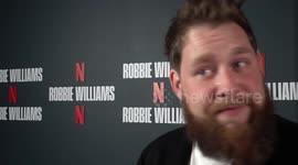 Interview with director of Robbie Williams Netflix series Joe Pearlman and Williams' wife, Ayda Fiel in London, UK