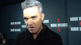 Interview with Robbie Williams on his new Netflix documentary series in London, UK